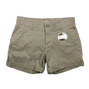 Riders Lee Womens Elastic Waist Roll-up Stretch Khaki Chino Shorts Size 6 NWOT
